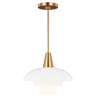 Rossie Pendant in Burnished Brass with White Glass