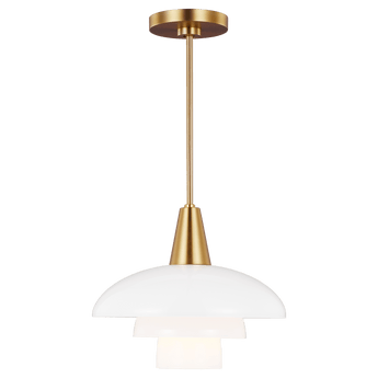 Rossie Pendant in Burnished Brass with White Glass