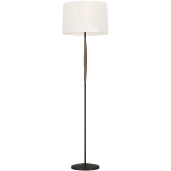 Ferrelli Floor Lamp in Weathered Oak Wood with Linen Shade