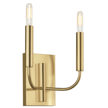 Brianna Double Sconce in Burnished Brass with Linen Shades