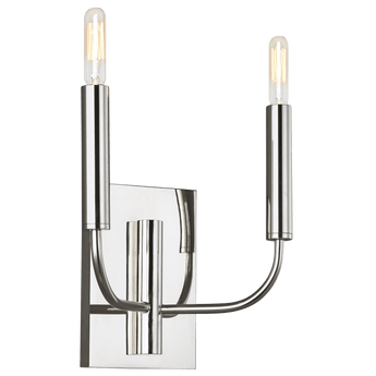 Brianna Double Sconce in Polished Nickel with Linen Shades