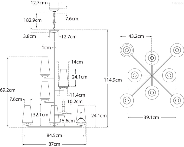 Lampadario verticale Fontaine Progetto