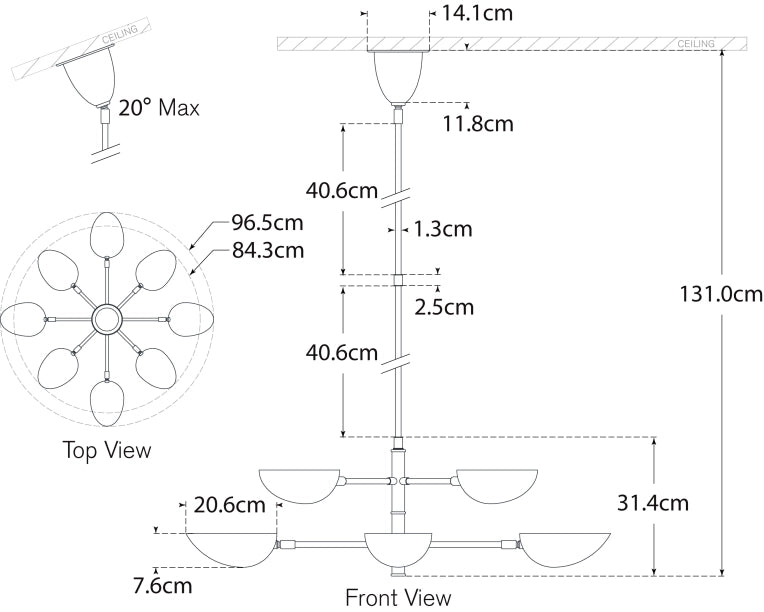 Lampadario a due livelli grande Graphic Progetto