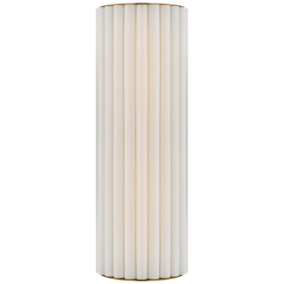 Palati Large Tall Sconce in Hand-Rubbed Antique Brass with Linen Shade