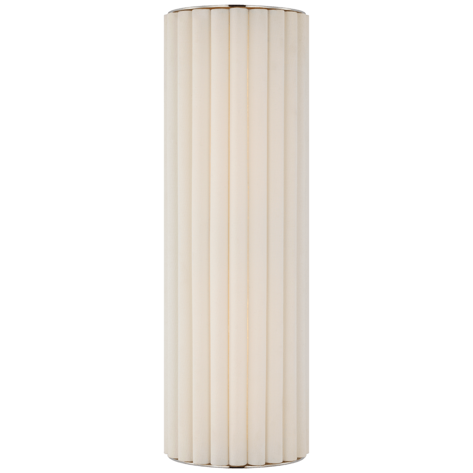 Palati Large Tall Sconce in Polished Nickel with Linen Shade