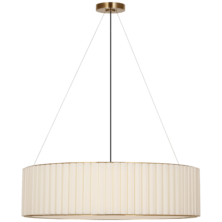 Palati Extra Large Hanging Shade in Hand-Rubbed Antique Brass with Linen Shade