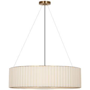 Palati Extra Large Hanging Shade in Hand-Rubbed Antique Brass with Linen Shade