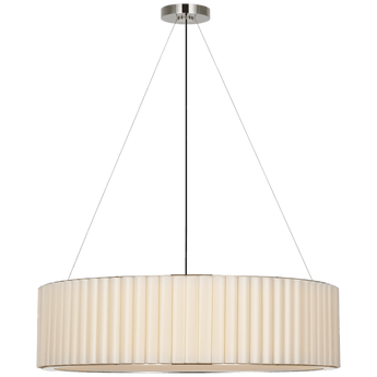 Palati Extra Large Hanging Shade in Polished Nickel with Linen Shade