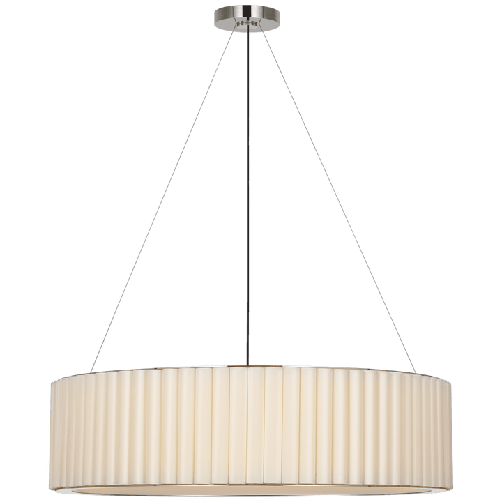 Palati Extra Large Hanging Shade in Polished Nickel with Linen Shade