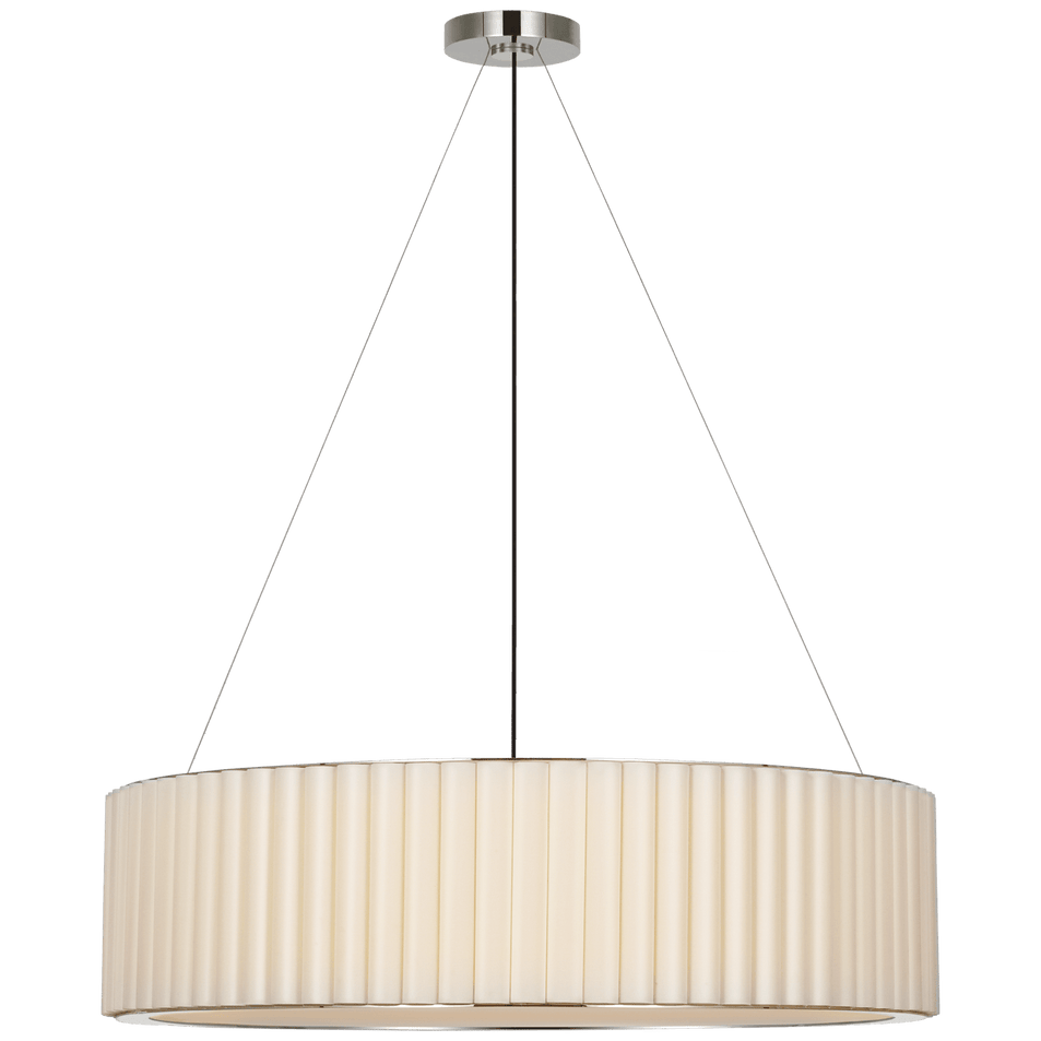 Palati Extra Large Hanging Shade in Polished Nickel with Linen Shade