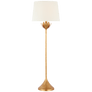 Alberto Large Floor Lamp in Antique Gold Leaf with Linen Shade