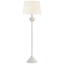 Alberto Large Floor Lamp in Plaster White with Linen Shade