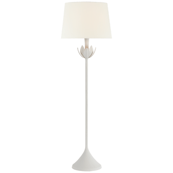 Alberto Large Floor Lamp in Plaster White with Linen Shade