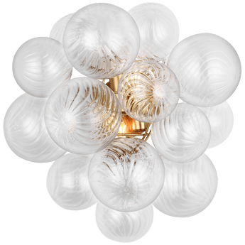 Talia Medium Sconce in Gild with Clear Swirled Glass