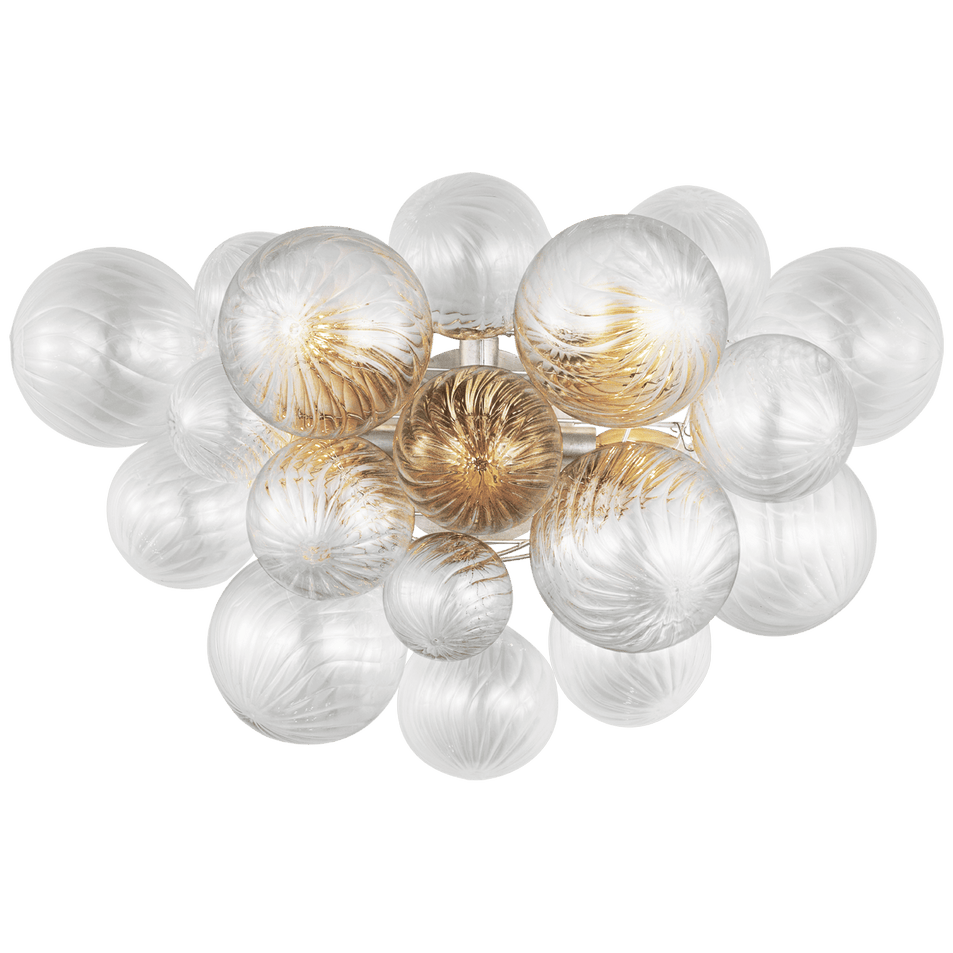 Talia Large Sconce in Burnished Silver Leaf with Clear Swirled Glass