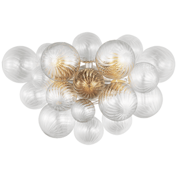 Talia Large Sconce in Burnished Silver Leaf with Clear Swirled Glass