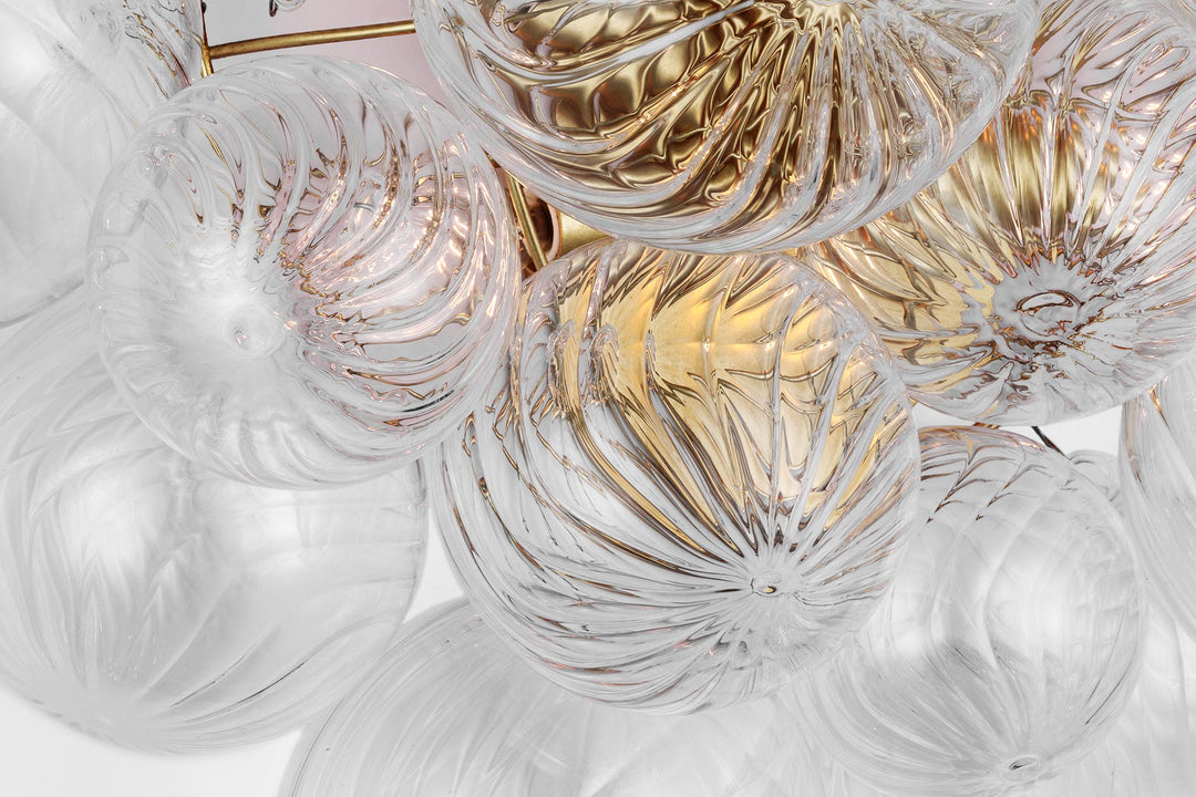 Talia Large Sconce in Gild with Clear Swirled Glass