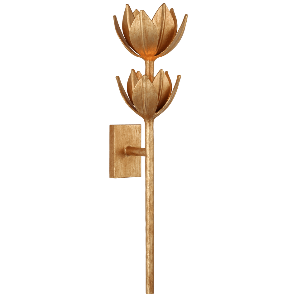 Alberto Large Two Tier Sconce in Antique Gold Leaf