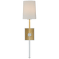 Lucia Medium Tail Sconce in Gild and Crystal with Linen Shade