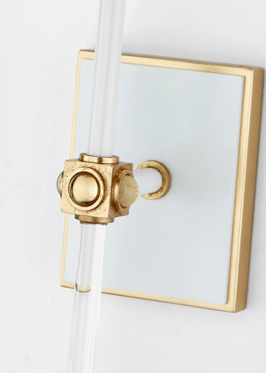 Lucia Medium Tail Sconce in Matte White and Crystal with Linen Shade