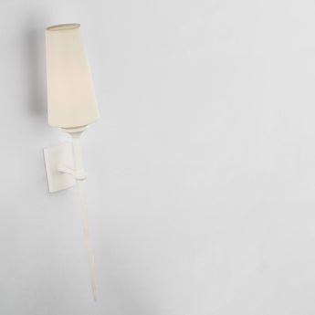 Iberia Single Sconce in Plaster White with Linen Shade