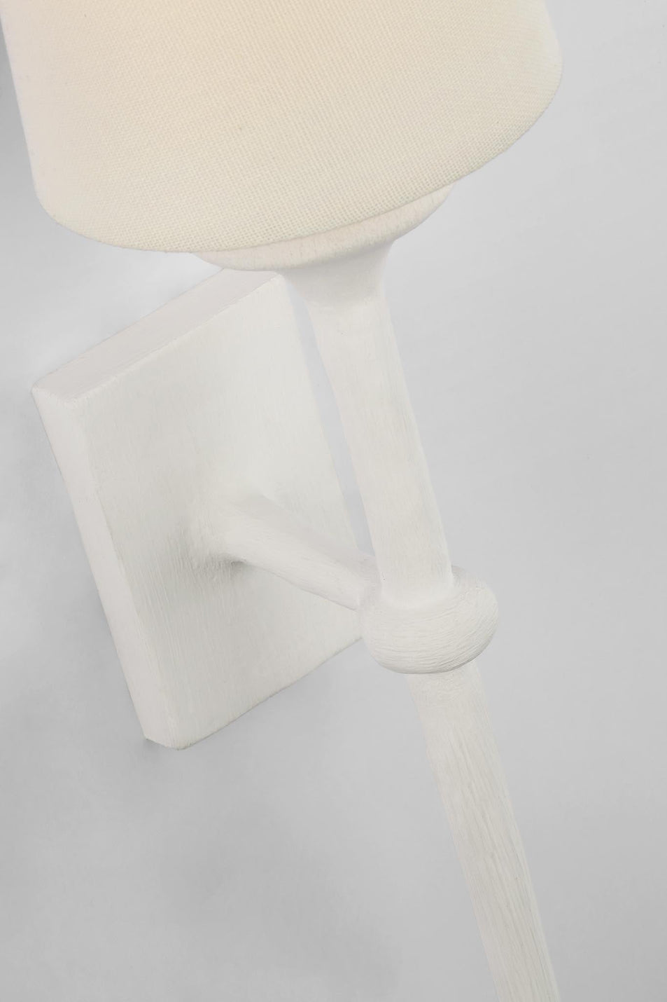 Iberia Single Sconce in Plaster White with Linen Shade