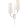 Iberia Double Right Sconce in Plaster White with Linen Shades