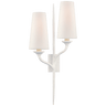 Iberia Double Right Sconce in Plaster White with Linen Shades