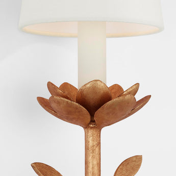 Clementine 22" Tail Sconce in Antique Gold Leaf with Linen Shade