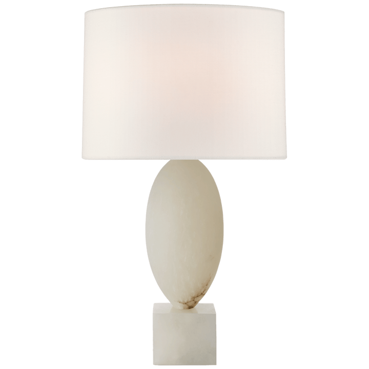 Versa Large Table Lamp in Alabaster with Linen Shade