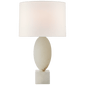 Versa Large Table Lamp in Alabaster with Linen Shade