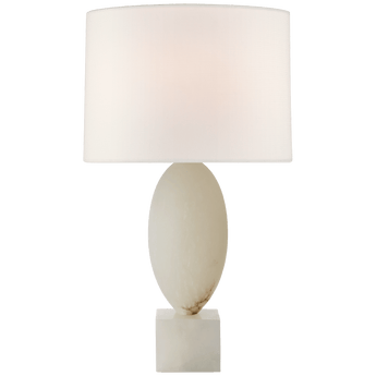 Versa Large Table Lamp in Alabaster with Linen Shade