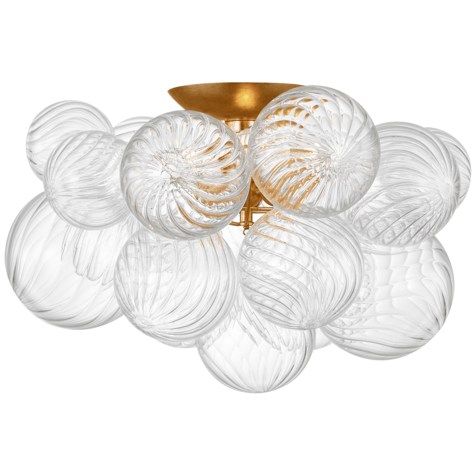 Talia 20" Flush Mount in Gild and Clear Swirled Glass