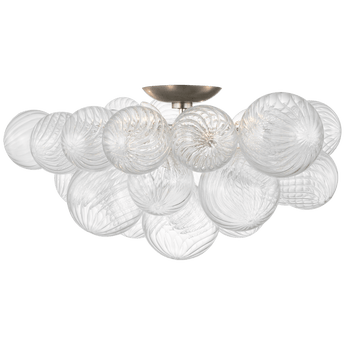 Talia 25" Flush Mount in Burnished Silver Leaf and Clear Swirled Glass