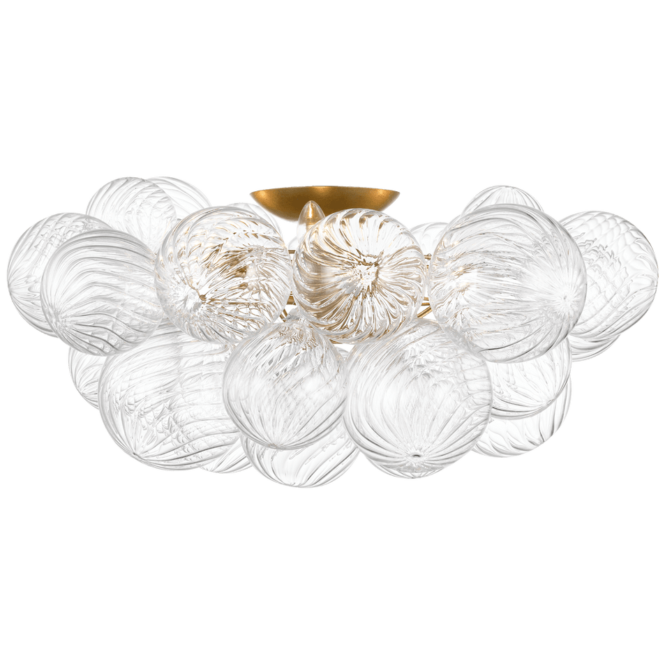 Talia 25" Flush Mount in Gild and Clear Swirled Glass