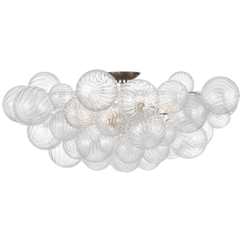 Talia 38" Flush Mount in Burnished Silver Leaf and Clear Swirled Glass