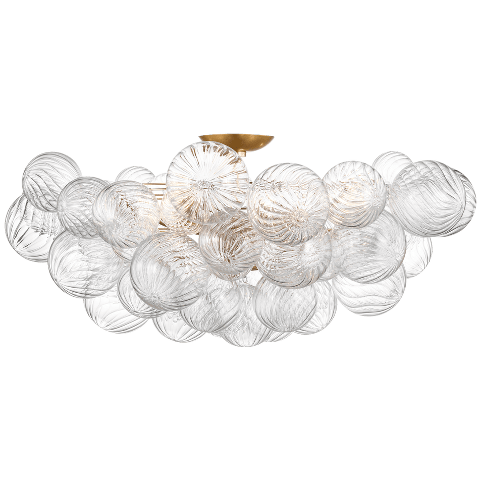 Talia 38" Flush Mount in Gild and Clear Swirled Glass