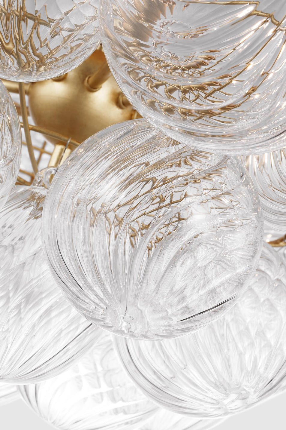 Talia 38" Flush Mount in Gild and Clear Swirled Glass