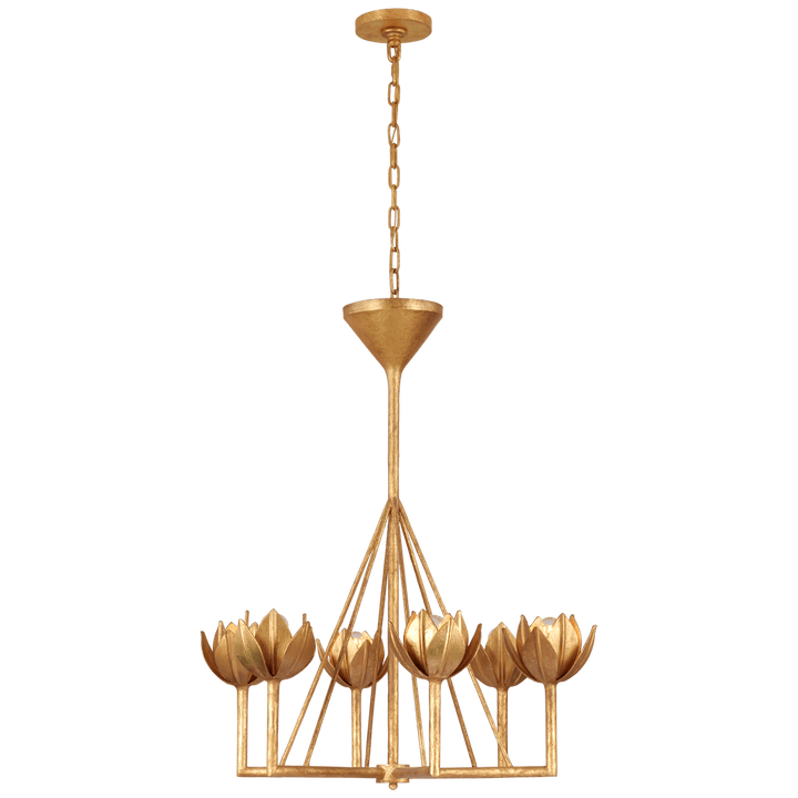 Alberto Small Single Tier Chandelier in Antique Gold Leaf
