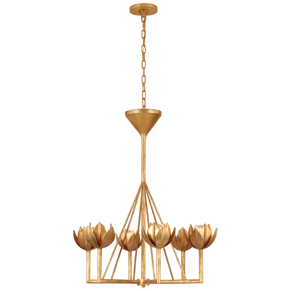 Alberto Small Single Tier Chandelier in Antique Gold Leaf