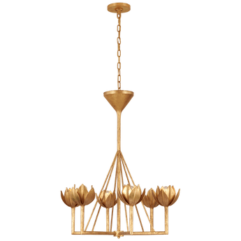 Alberto Small Single Tier Chandelier in Antique Gold Leaf