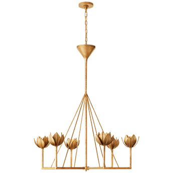 Alberto Large Single Tier Chandelier in Antique Gold Leaf