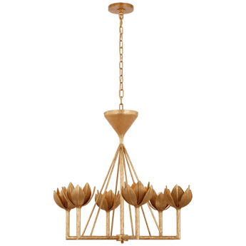 Alberto Small Low Ceiling Chandelier in Antique Gold Leaf