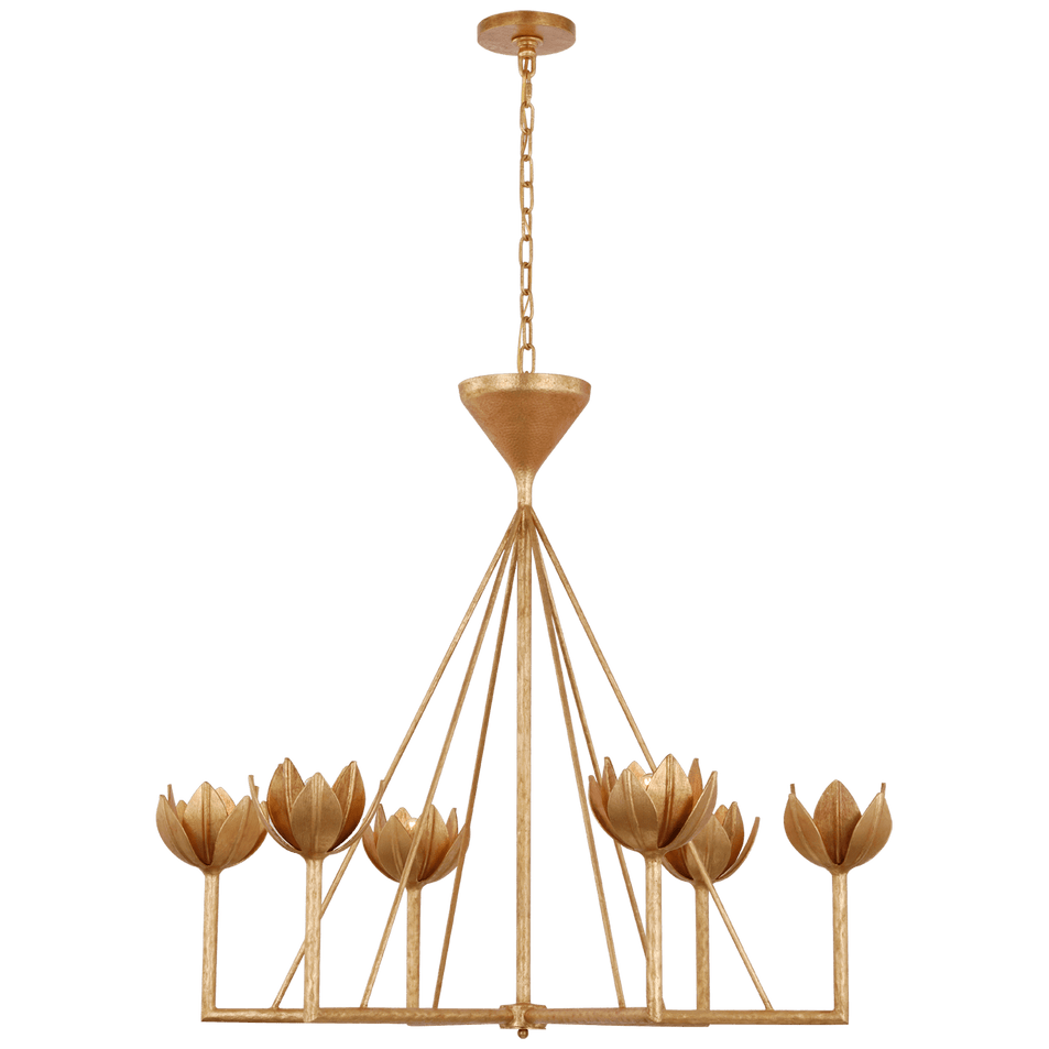 Alberto Large Low Ceiling Chandelier in Antique Gold Leaf