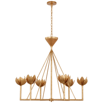 Alberto Large Low Ceiling Chandelier in Antique Gold Leaf