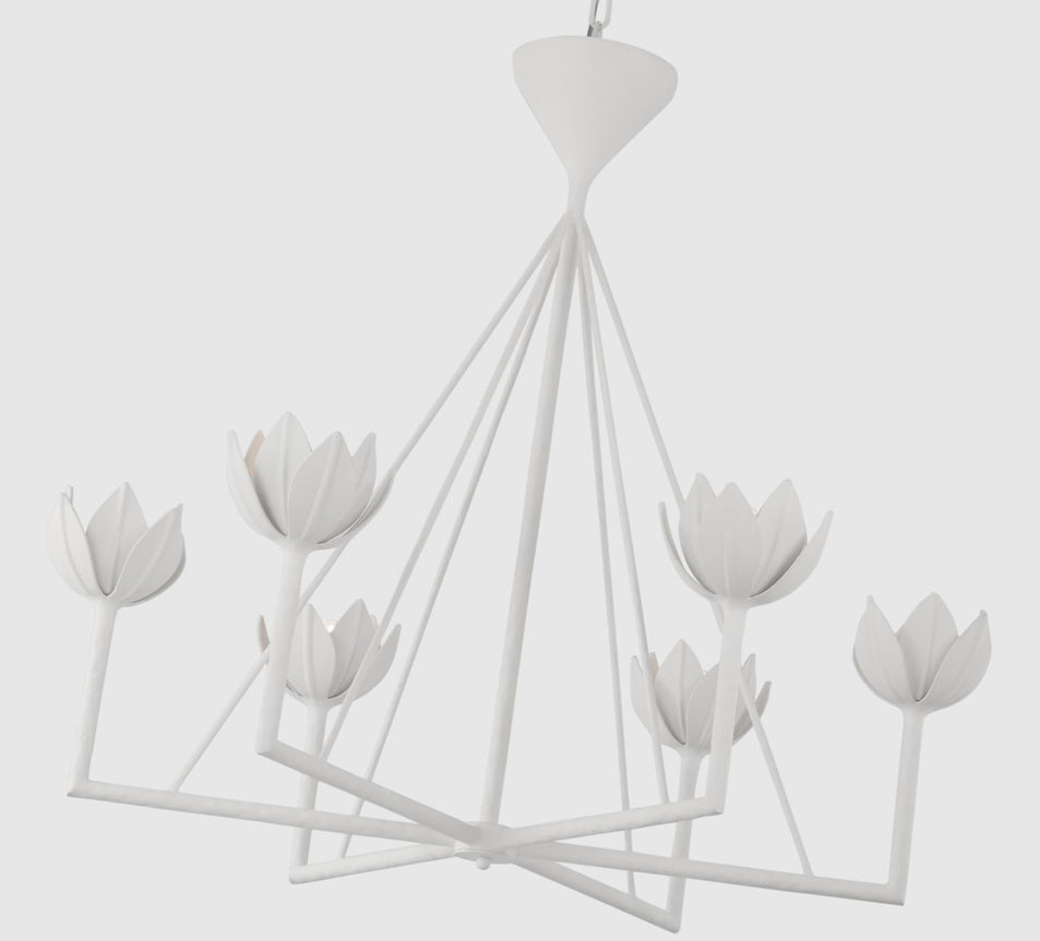 Alberto Large Low Ceiling Chandelier in Plaster White