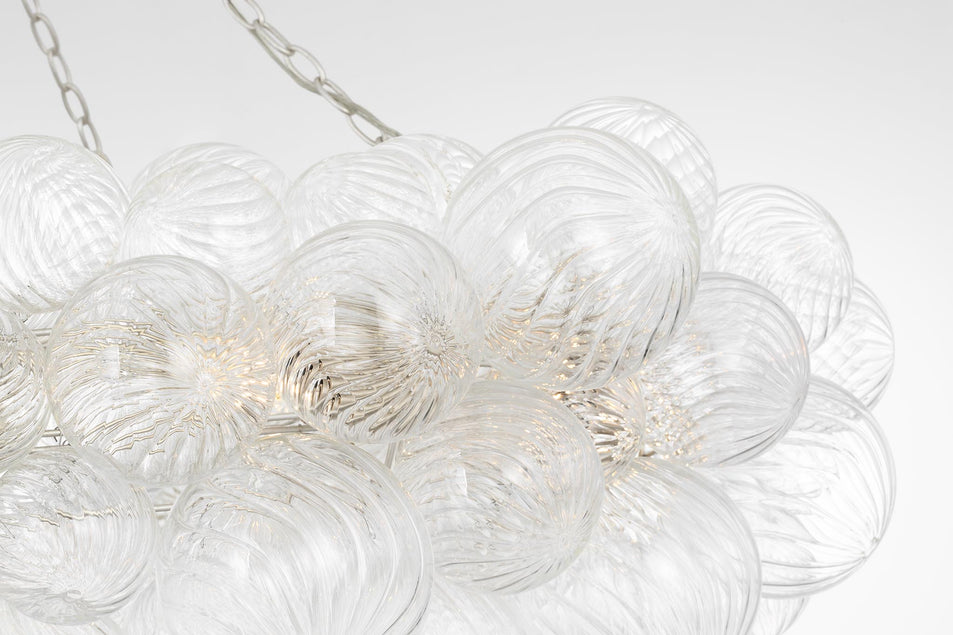 Talia 54" Ring Chandelier in Burnished Silver Leaf and Clear Swirled Glass