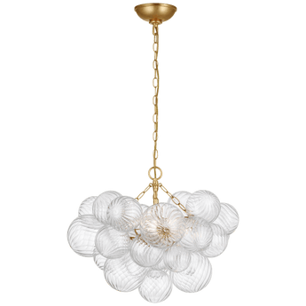 Talia Small Chandelier in Gild and Clear Swirled Glass