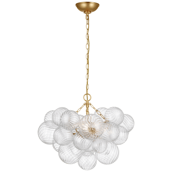 Talia Small Chandelier in Gild and Clear Swirled Glass