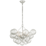 Talia Medium Chandelier in Plaster White and Clear Swirled Glass